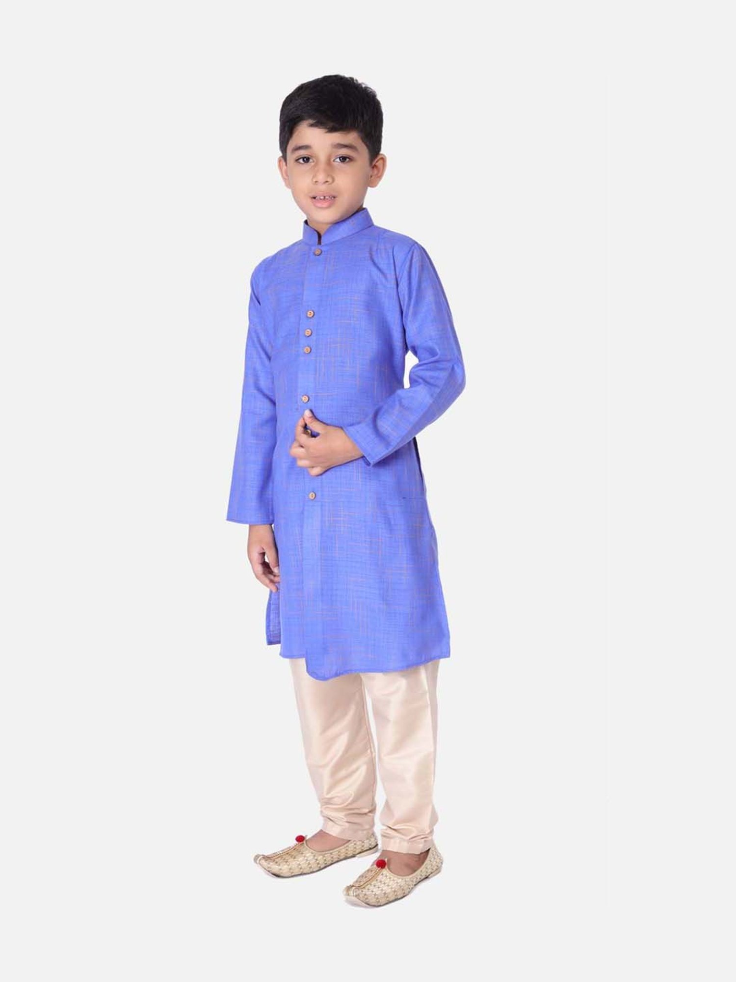 TABARD Kids Blue & Beige Cotton Printed Kurta Set
