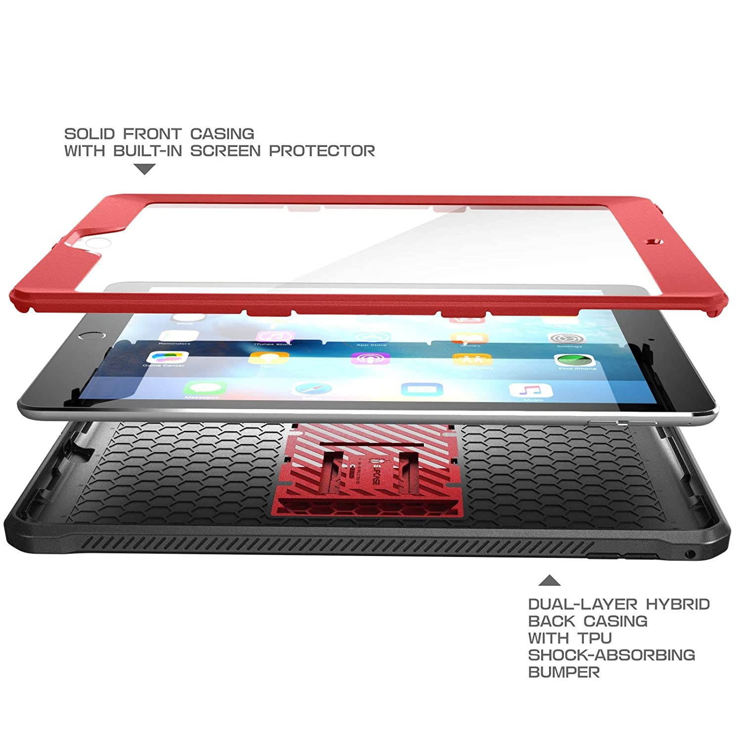 SUPCASE Unicorn Beetle Pro Series Case Designed for iPad 9.7 2018/2017, with Built-in Screen Protector & Dual Layer Full Body Rugged Protective Case for iPad 9.7 5th / 6th Generation(MetallicRed)