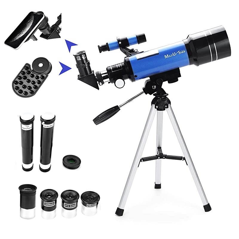 70mm Refractor Telescope with Tripod amp Finder Scope Portable Telescope for Kids amp Astronomy Beginners Travel Scope with 4 Magnification eyepieces amp Phone Adapter