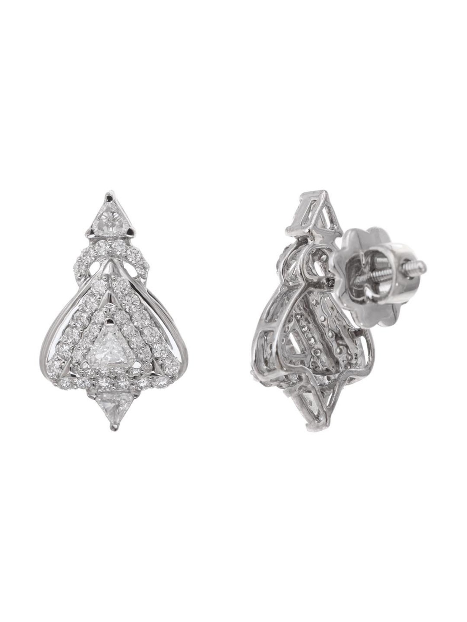 CKC 18k Gold & Diamond Earrings with White Rhodium Polish for Women