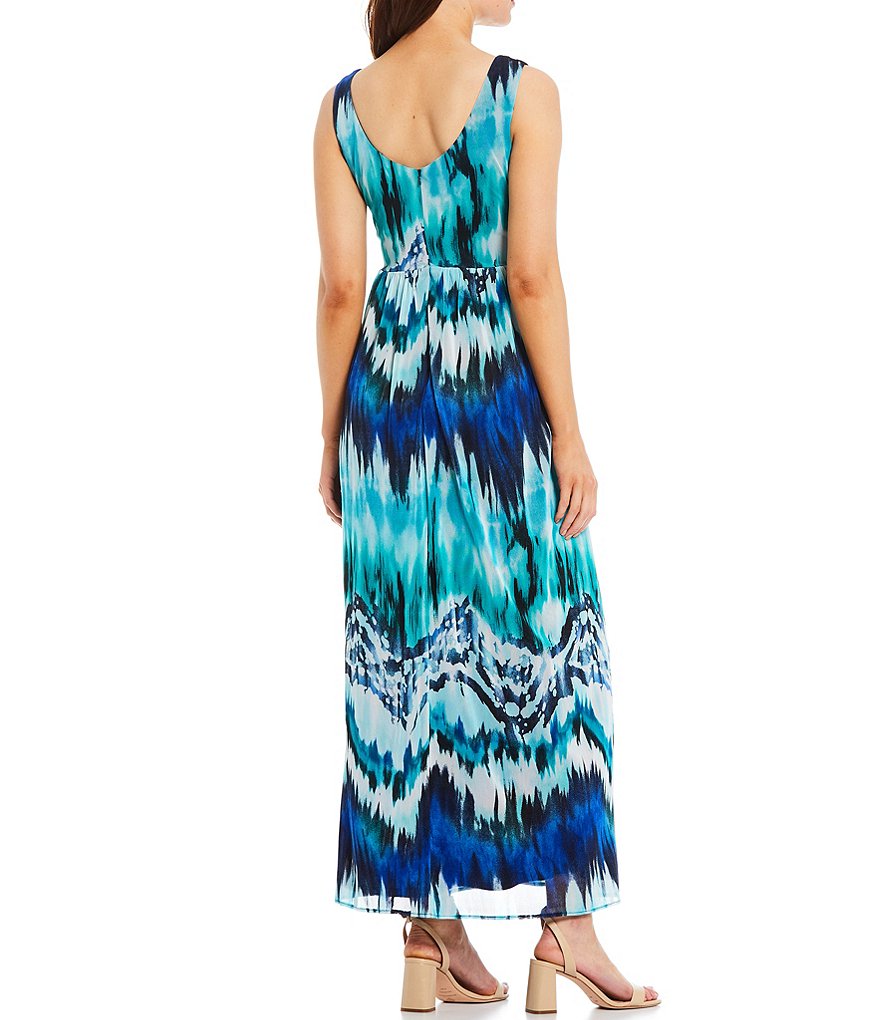 R & M Richards Sleeveless Tie Dye Printed Maxi Dress