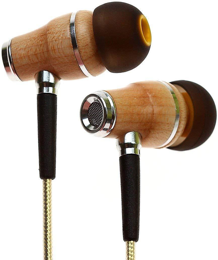 Symphonized NRG 2.0 Premium Genuine Wood In-ear Noise-isolating Headphones|Earbuds|Earphones with Innovative Shield Technology Cable and Mic (Gold)