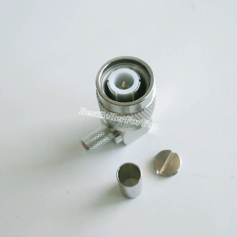 TNC male plug 90 Degree crimp RG58 RG142 LMR195 RG400 cable right angle Connector