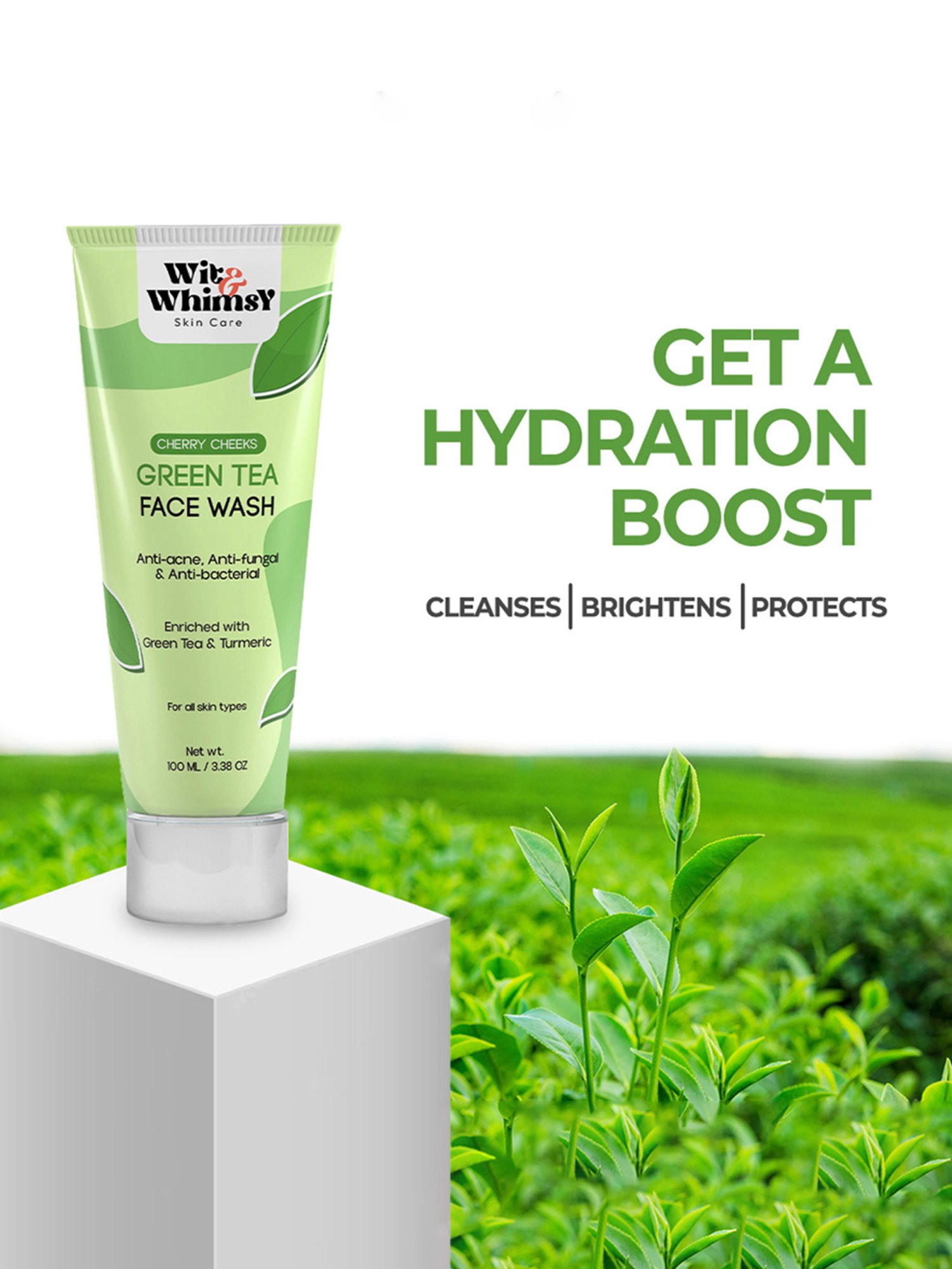 Wit & Whimsy Cherry Cheeks Green Tea Face Wash - 100 ml