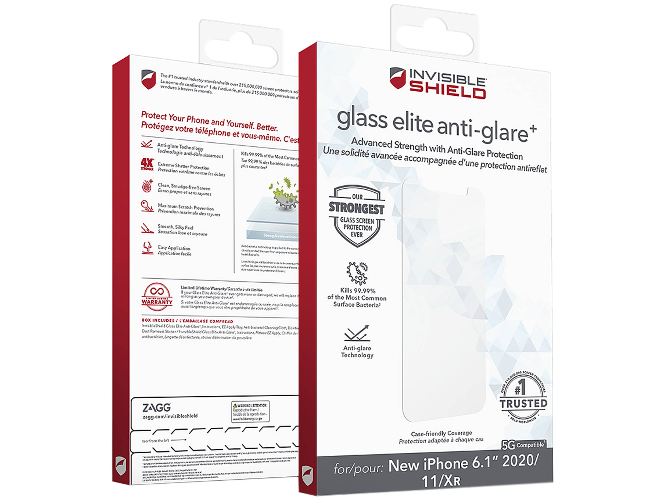 invisibleSHIELD Glass Elite Anti-Glare+ Screen Protector for iPhone 12 Pro, iPhone 12, iPhone 11, iPhone XR 200106677