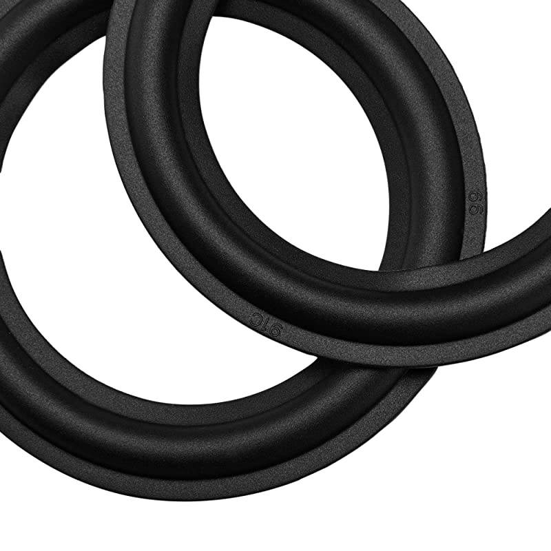 2pcs Black Color 4 Rubber Speaker Edge Surround Rings Replacement Parts for Speaker Repair or DIY 4