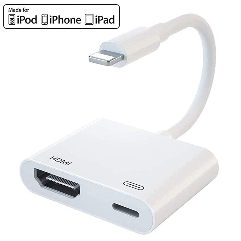 MFi Certified] Lightning to HDMI Adapter, Lightning to 1080P Digital AV Audio HDMI 4K Video Sync Screen Connector with Charging Port Compatible for iPhone, iPad, iPod on HD TV/Monitor/Projector