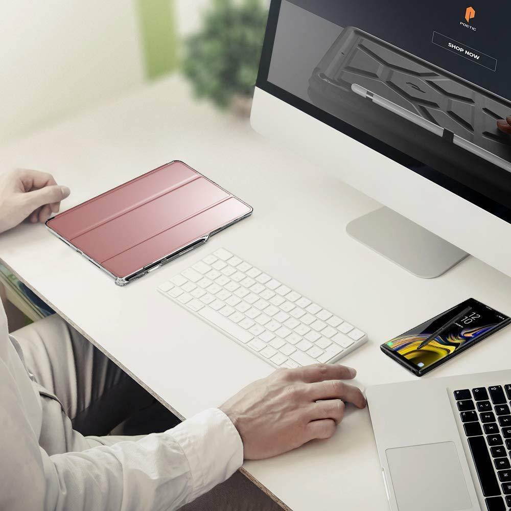 Galaxy Tab S4 10.5 Tablet Case,Poetic Tri-fold Leather Flip Cover Rose Gold