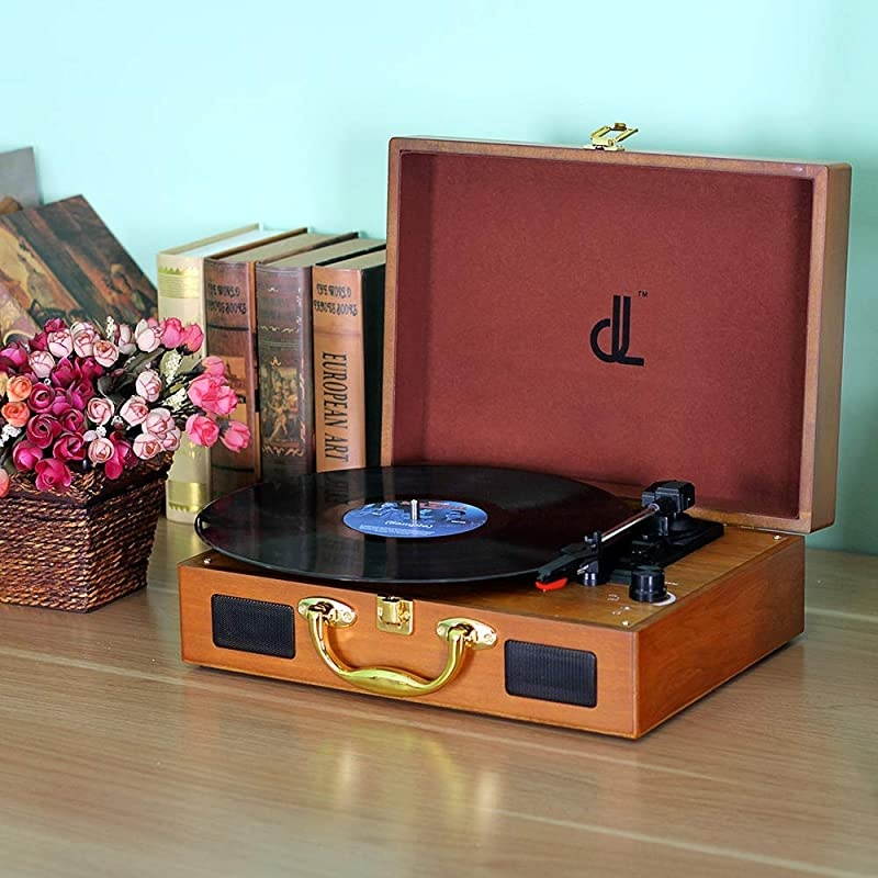 PC Encoding Record Player 3Speed Vinyl Turntable Builtin 1W Speakers RCAAUXHeadphone JackDC Radio Player