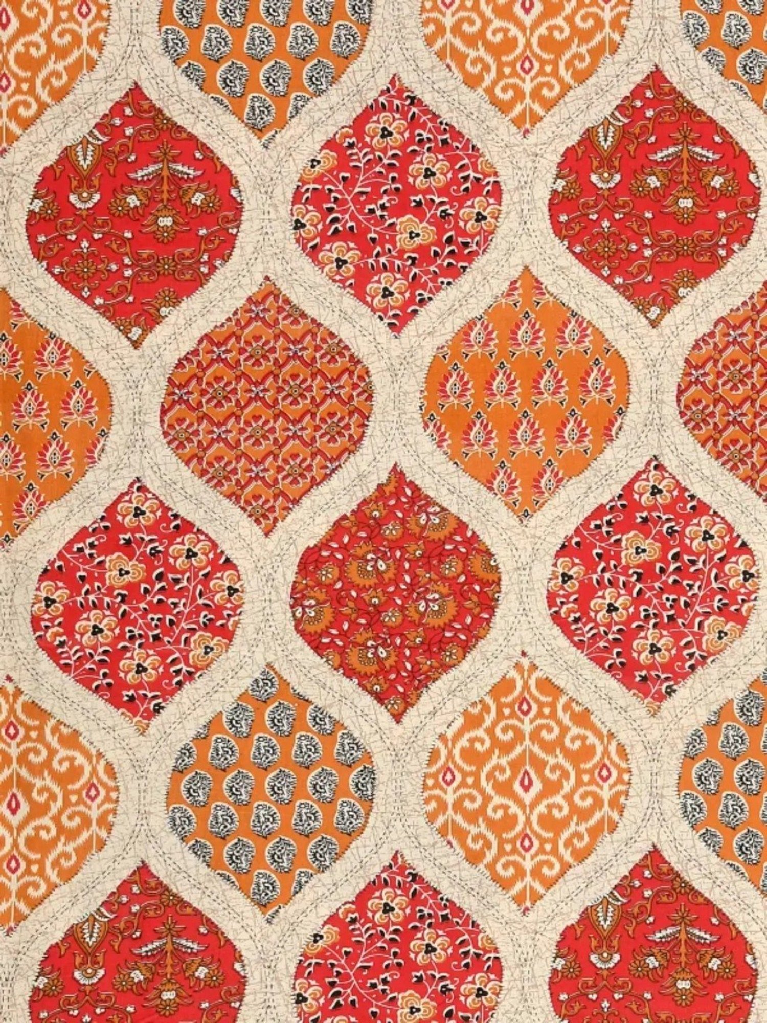 Living Roots Printed Orange 240 TC Cotton Bedsheet with 2 Pillow Covers