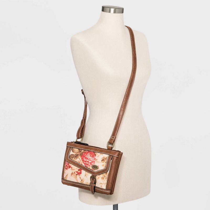 VR NYC Magnetic Strap Closure Mosaic Design Denim Laser Cut Crossbody Bag - Blue