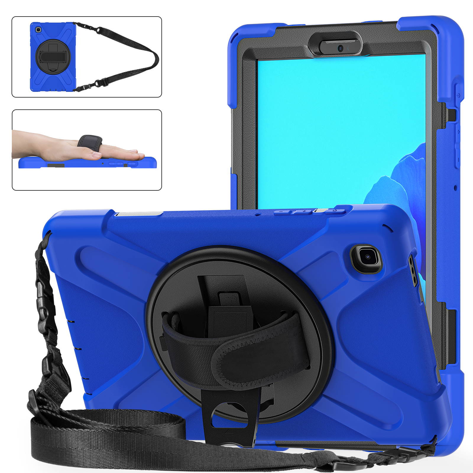Galaxy Tab A7 Lite Case, Heavy Duty Rugged Shockproof Case with Adjustable Hand Strap, Carrying Shoulder Strap, Rotating Kickstand for Samsung galaxy Tab A7 Lite 8.7 inch 2021 Model SM-T220 SM-T225