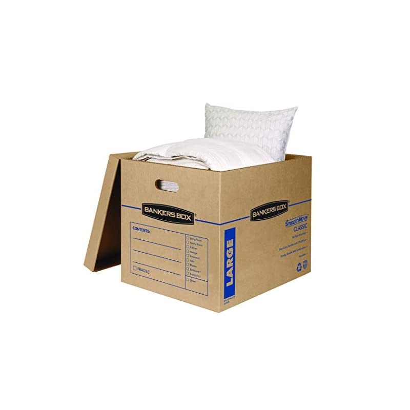 SmoothMove Classic Moving Boxes, Tape-Free Assembly, Easy Carry Handles, Large, 21 x 17 x 17 Inches, 10 Pack (7718202)