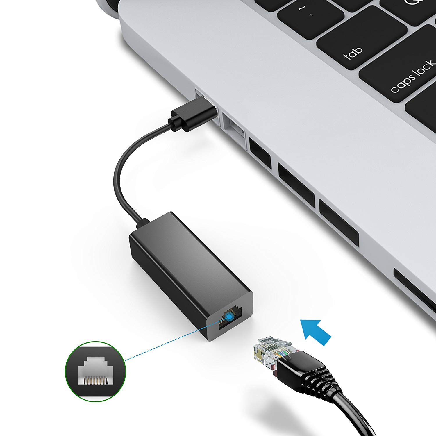 Updated USB Network Adapter, USB 3.0 to 10/100/1000 Mbps RJ45 Gigabit Ethernet Adapter Superspeed for Macbook, Mac Pro/mini, iMac, Windows, Surface Pro, Notebook PC and More