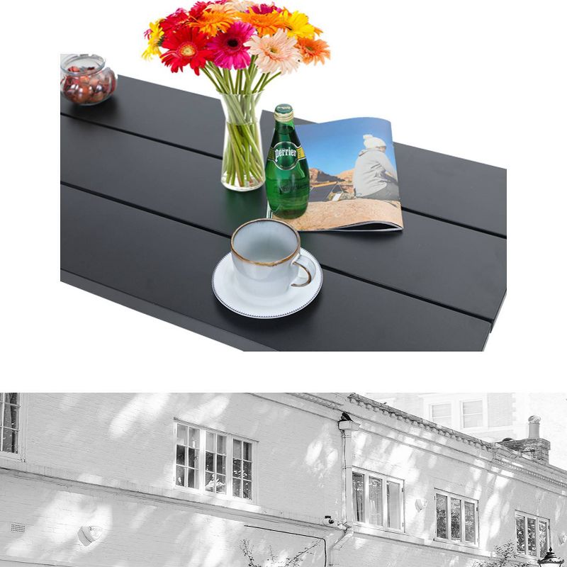 37" Steel Square Patio Dining Table - Black - Captiva Designs