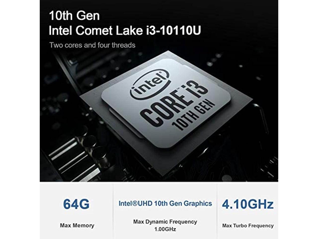 Beelink SEI10 Mini Pc Windows 10 Pro,with 10th Generation Intel Comet Lake i3-10110U(Up to 4.1GHz) 8G DDR4 256GB NVMe SSD Intel UHD Graphics Dual HDMI 4K Mini Computer WiFi 6,BT5.0