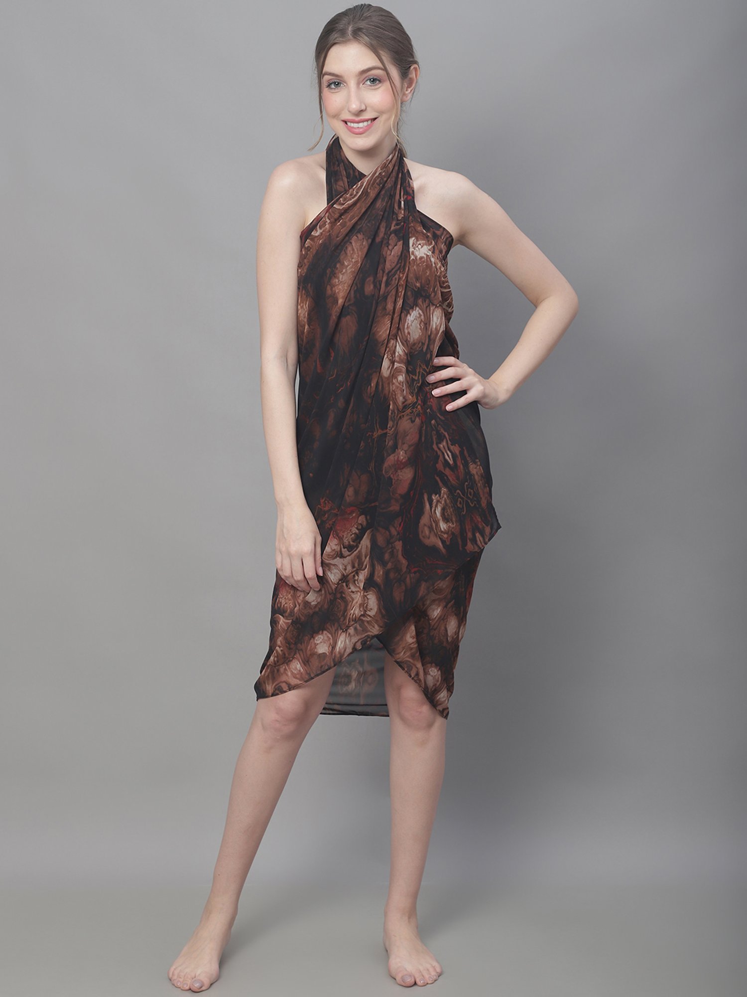 Claura Brown Printed Beachwear Sarong