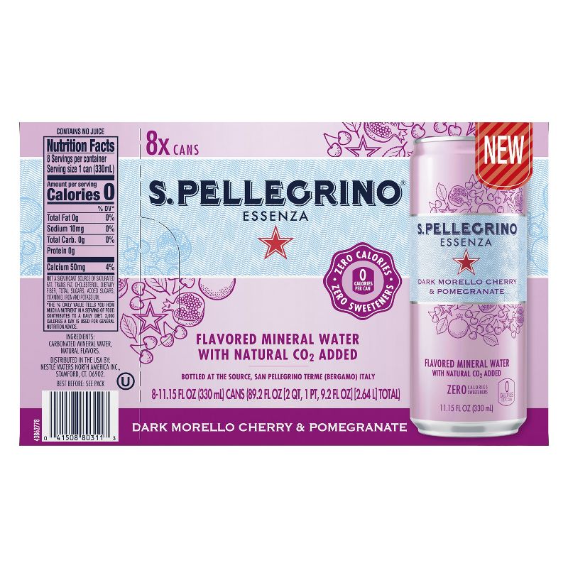 S.Pellegrino Essenza Tangerine & Wild Strawberry Flavored Mineral Water - 8pk/11.15 fl oz Cans