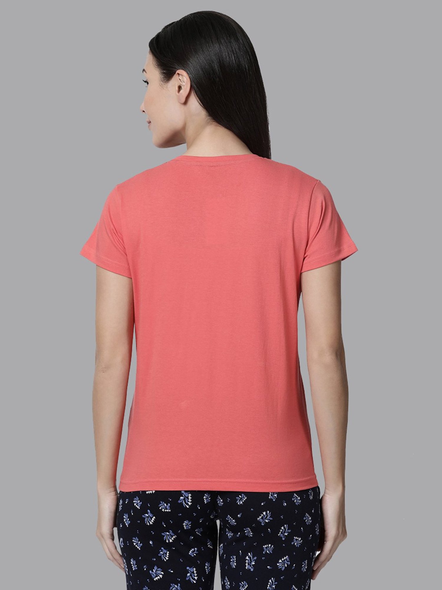 Kryptic Peach & Blue Cotton Graphic Print T-Shirt (Pack Of 2)