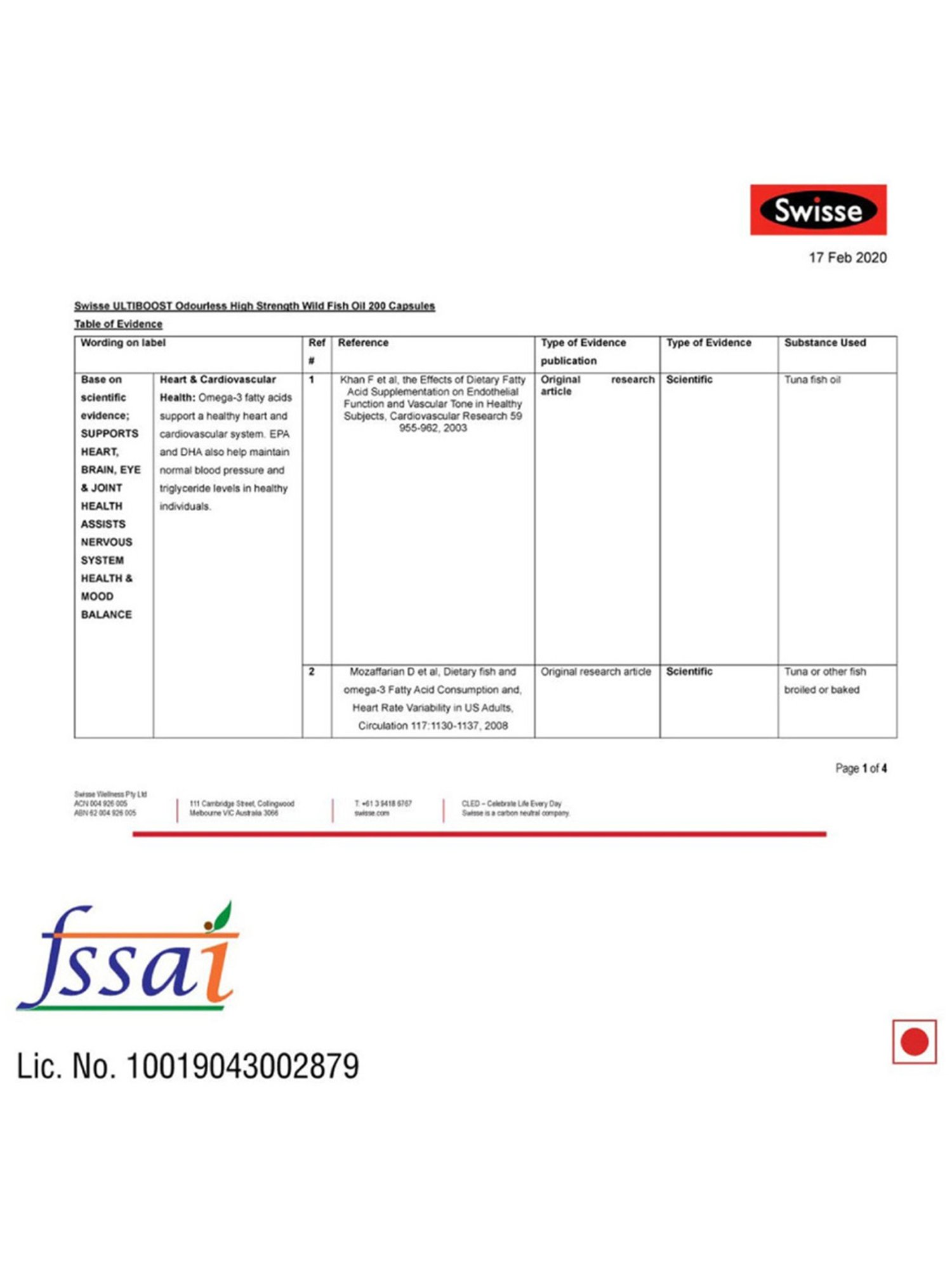 Swisse Ultiboost Odourless High Strength Wild Fish Oil - 60 Tablets