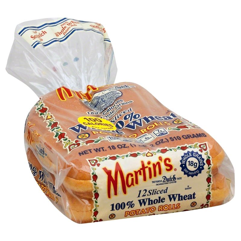Martin's 100^ Whole Wheat Potato Rolls - 12ct/18oz