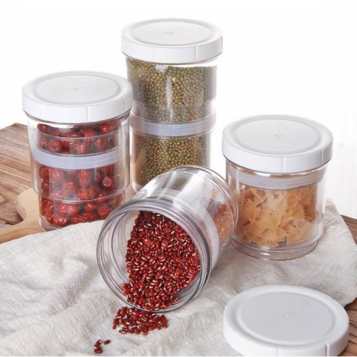 Press Cereal Vacuum Storage Box Tank Kitchen Food Grain Container Dispenser