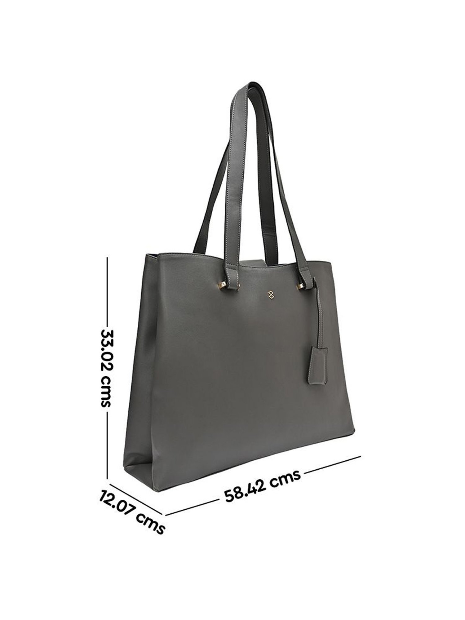 Horra Grey Solid Tote Handbag