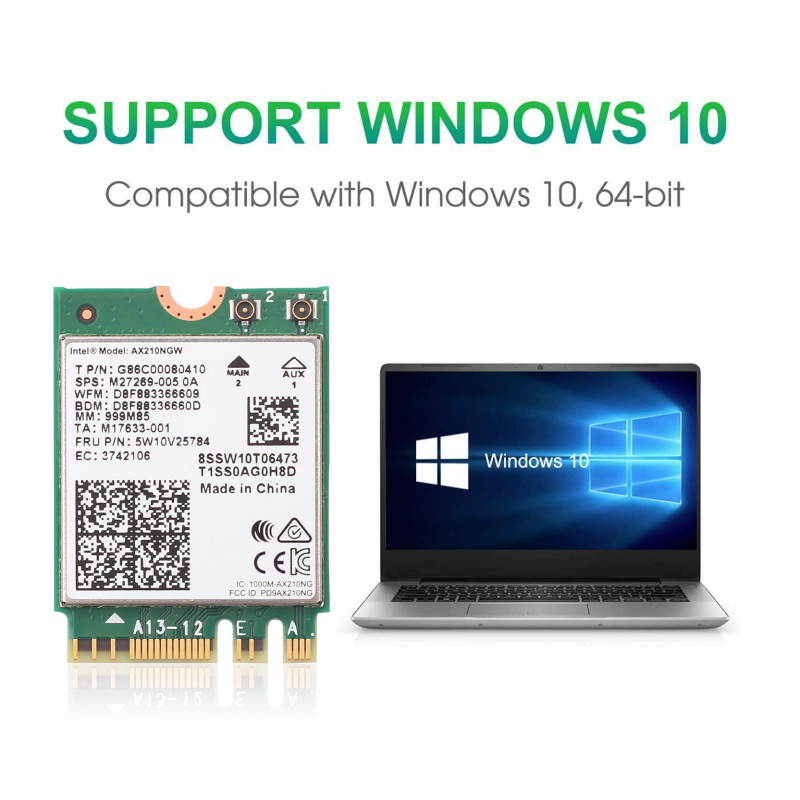 Fenvi Dual Band Wi-Fi 6E AX210 802.11ax WiFi Card 2400Mbps 5Ghz Wireless Module MU-MIMO for Laptop Desktop,With Intel AX210,Bluetooth 5.2,Internal WiFi Adapter Support Windows 10 64bit , M.2/NGFF 2230