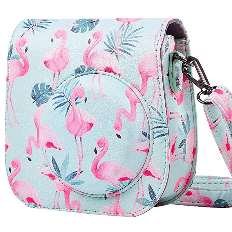 Protective & Portable Case Compatible with Polaroid fujifilm Instax Mini 11/9 / 8/8+ Instant Film Camera with Accessory Pocket and Adjustable Strap - Flamingo by