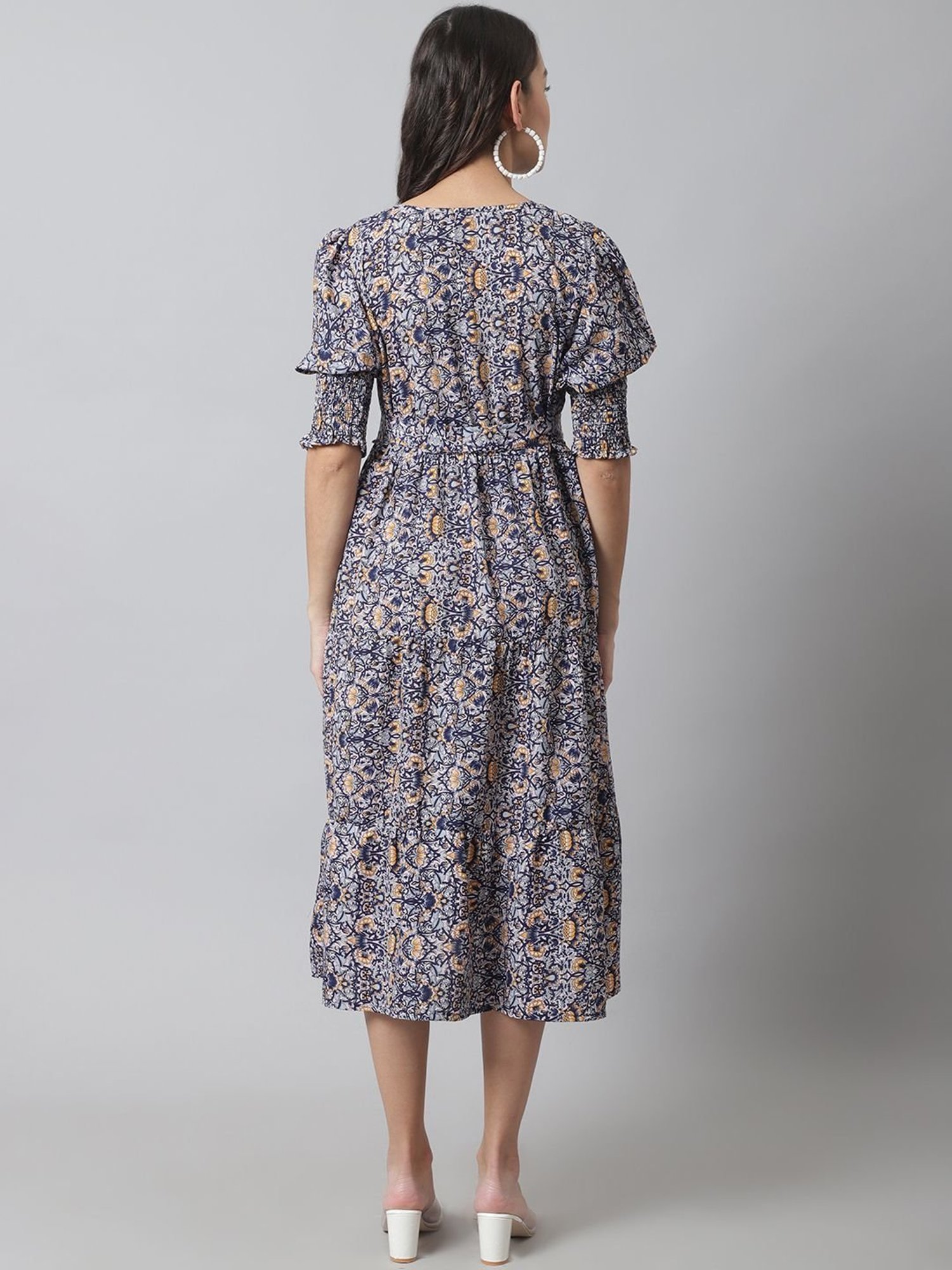 Moms Maternity Navy Printed Dress