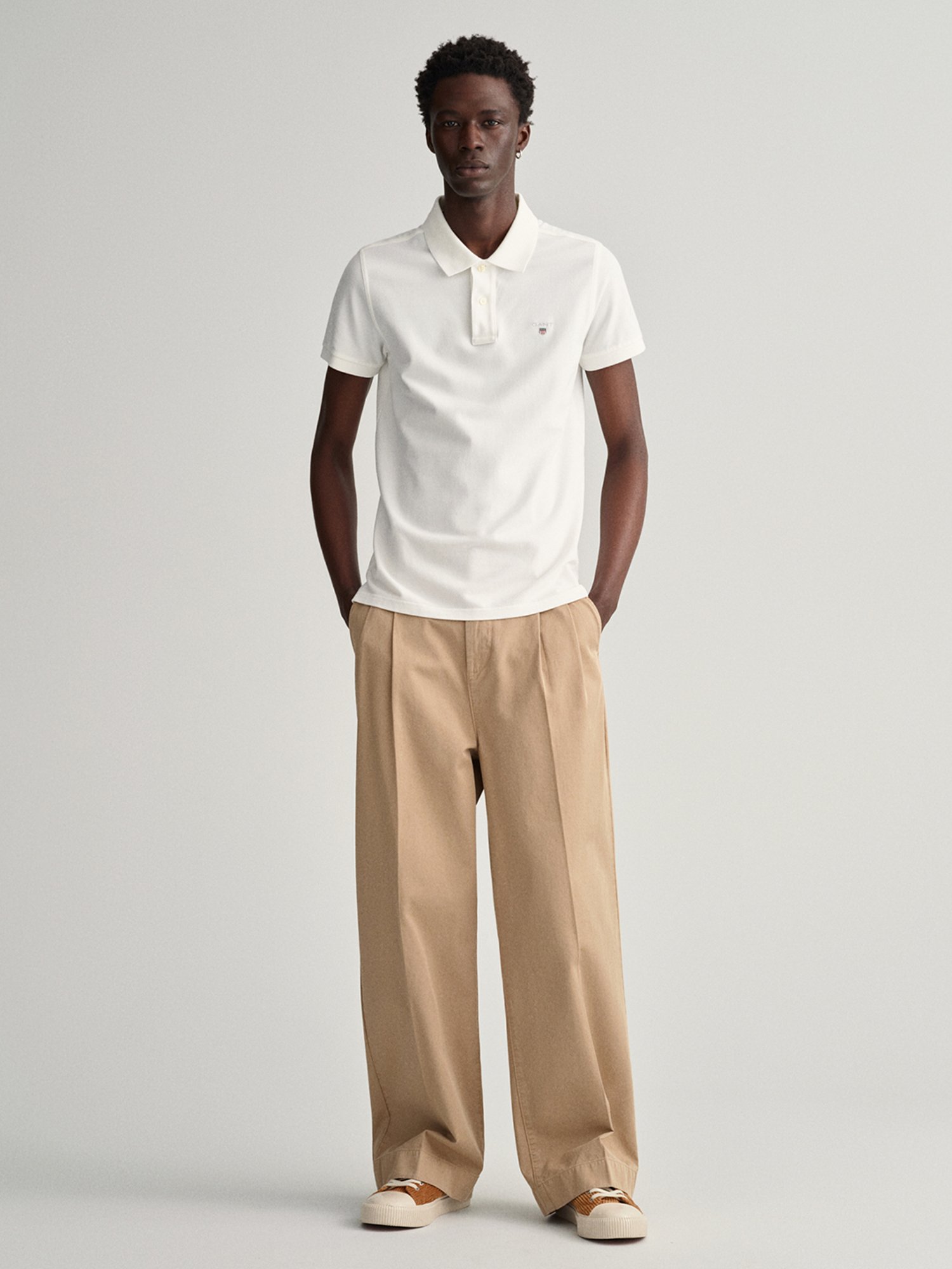 GANT White Slim Fit Cotton Polo T-Shirt