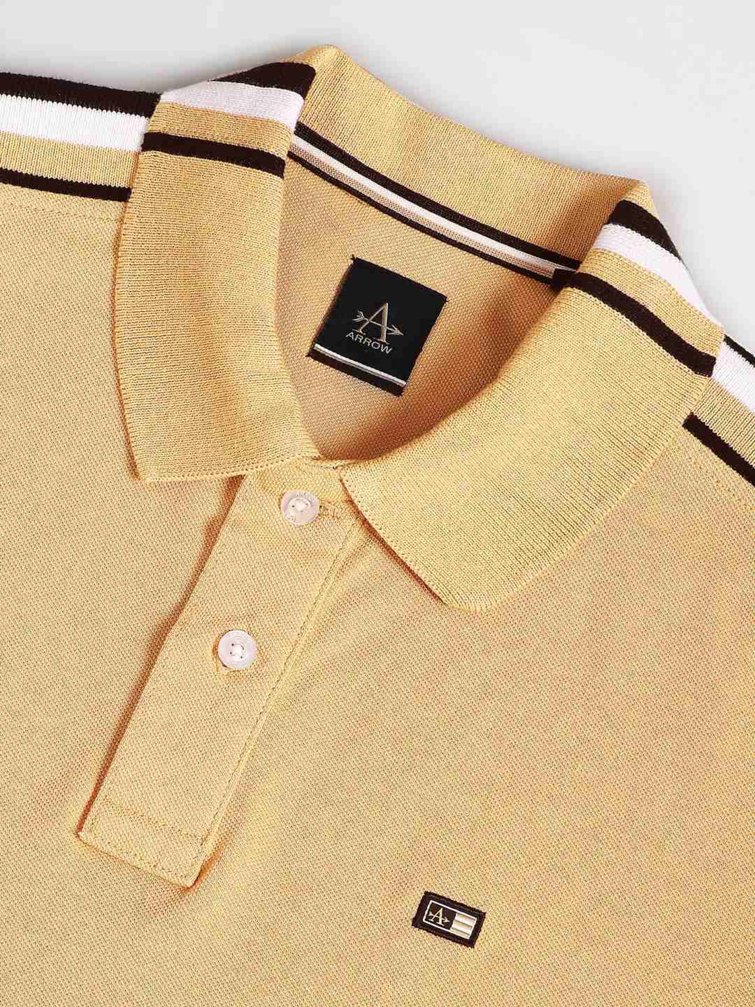 Arrow Sport Beige Cotton Regular Fit Polo T-Shirt