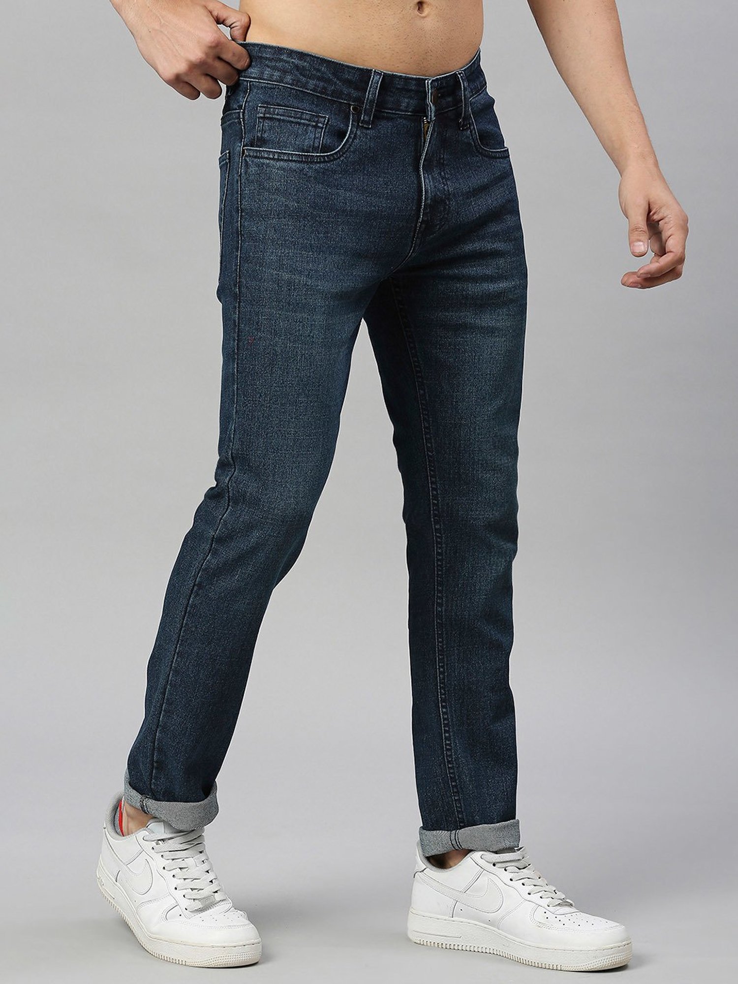 Thomas Scott Dark Blue Slim Fit Lightly Washed Jeans