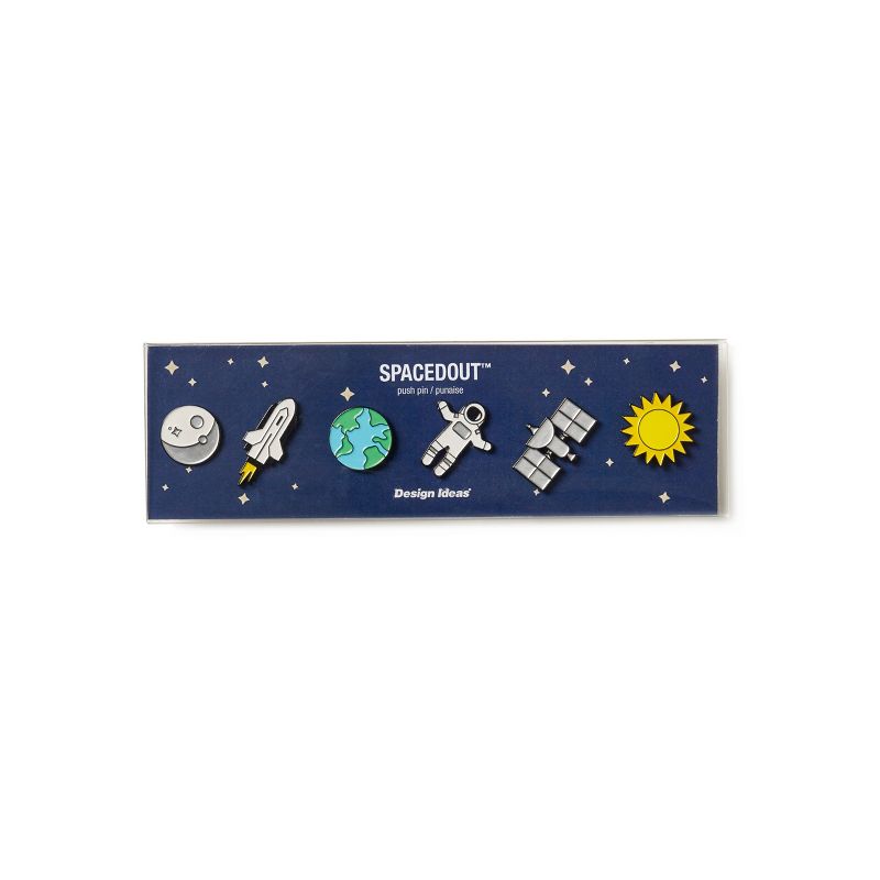 Design Ideas SpacedOut Push Pins - Six Space Themed Tacks - 1.1" x 0.3"