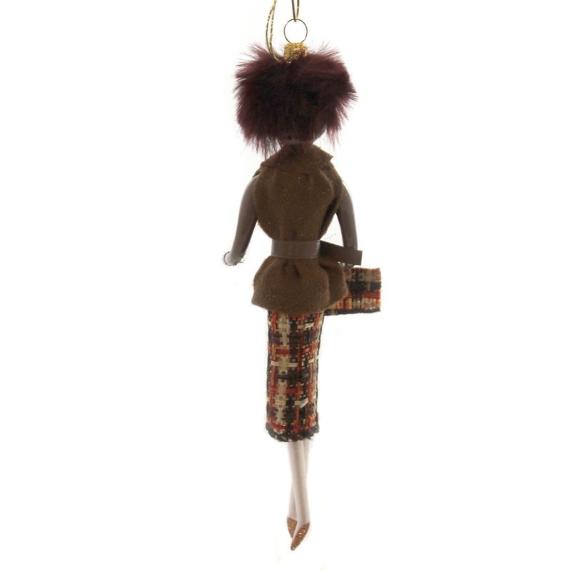 Italian Ornaments 7.0" Victoria In Brown/Orange Skirt Ornament Italian Diva Lady  -  Tree Ornaments