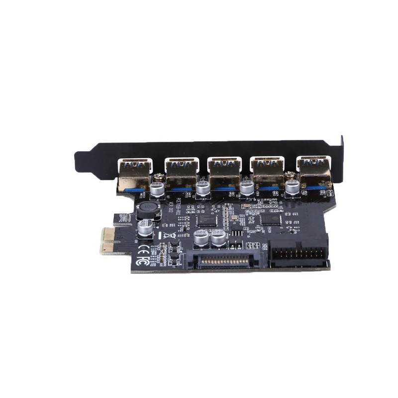 5 Ports PCI-E to USB 3.0 19-Pin PCI Express Expansion Card SATA 15PIN Connector With CD Driver for Laptop desktop Windows