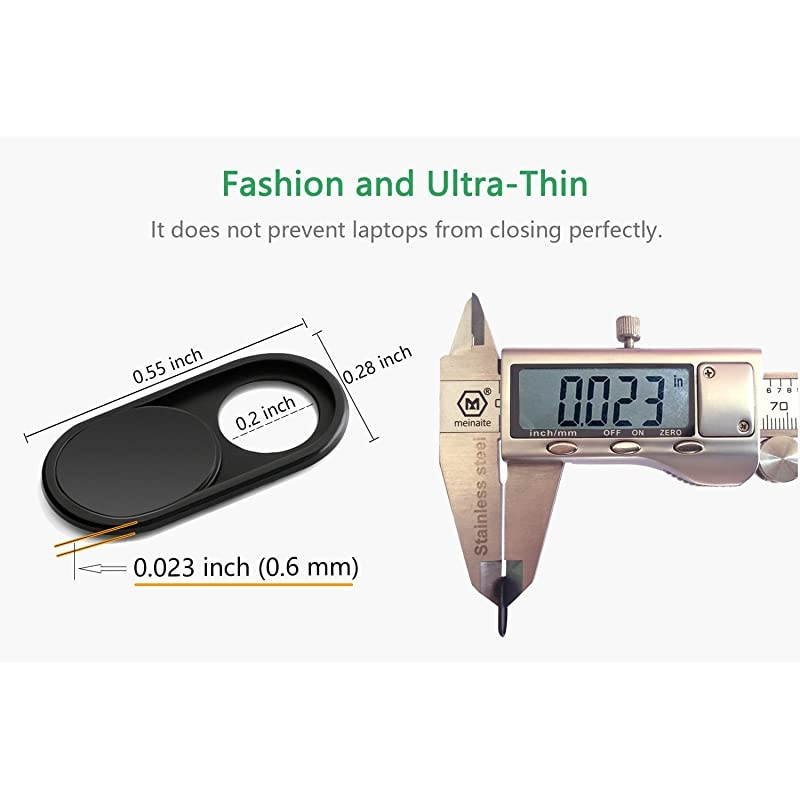 Webcam Cover Slide2Pack 0023 Inch UltraThin Metal Web Camera Cover for MacBook Pro iMac Laptop PC iPad Pro iPhone 876 Plus Protect Your Visual Prvacy Black