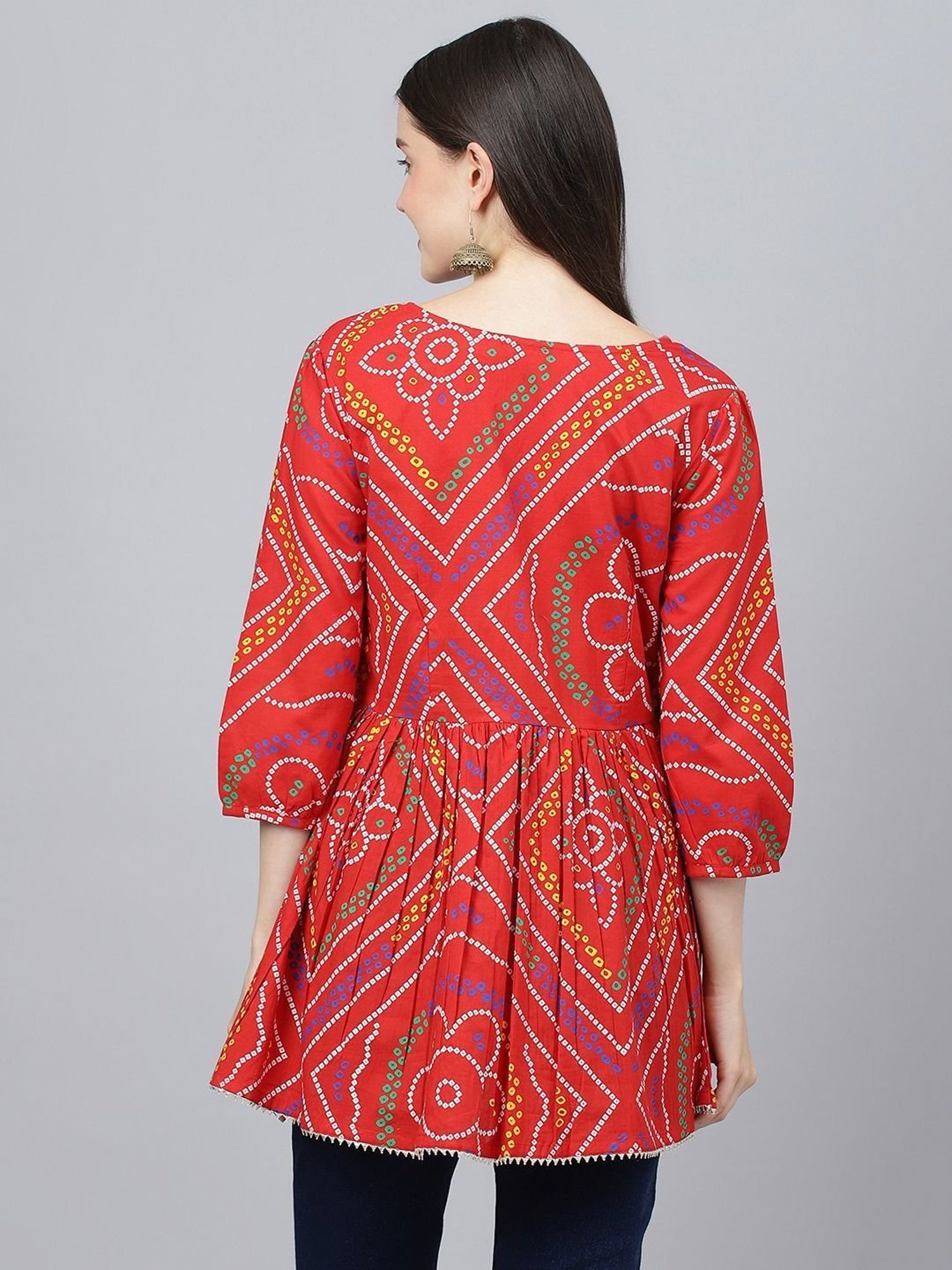 Divena Orange Pure Cotton Printed Tunic