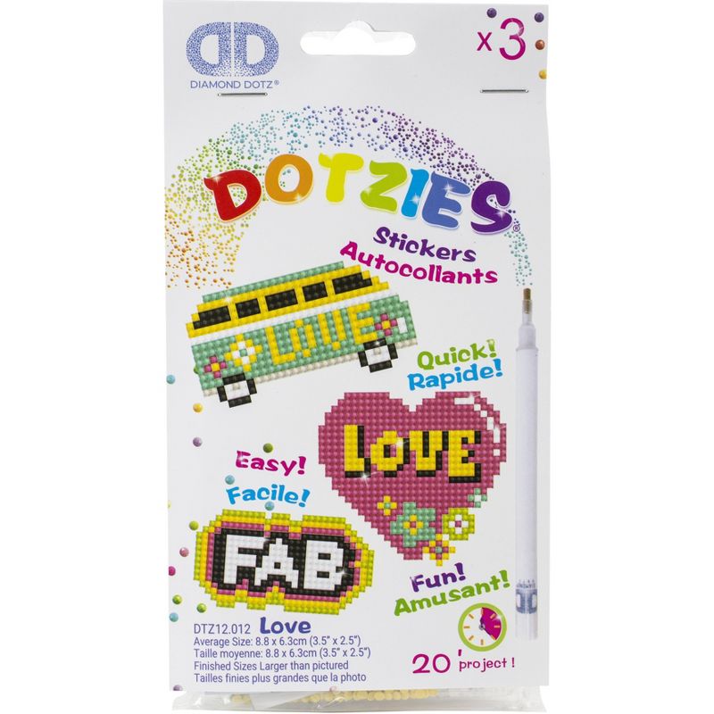 Diamond Dotz DOTZIES Embroidery Facet Art Sticker Kit-Multi Pack Love 3/Pkg