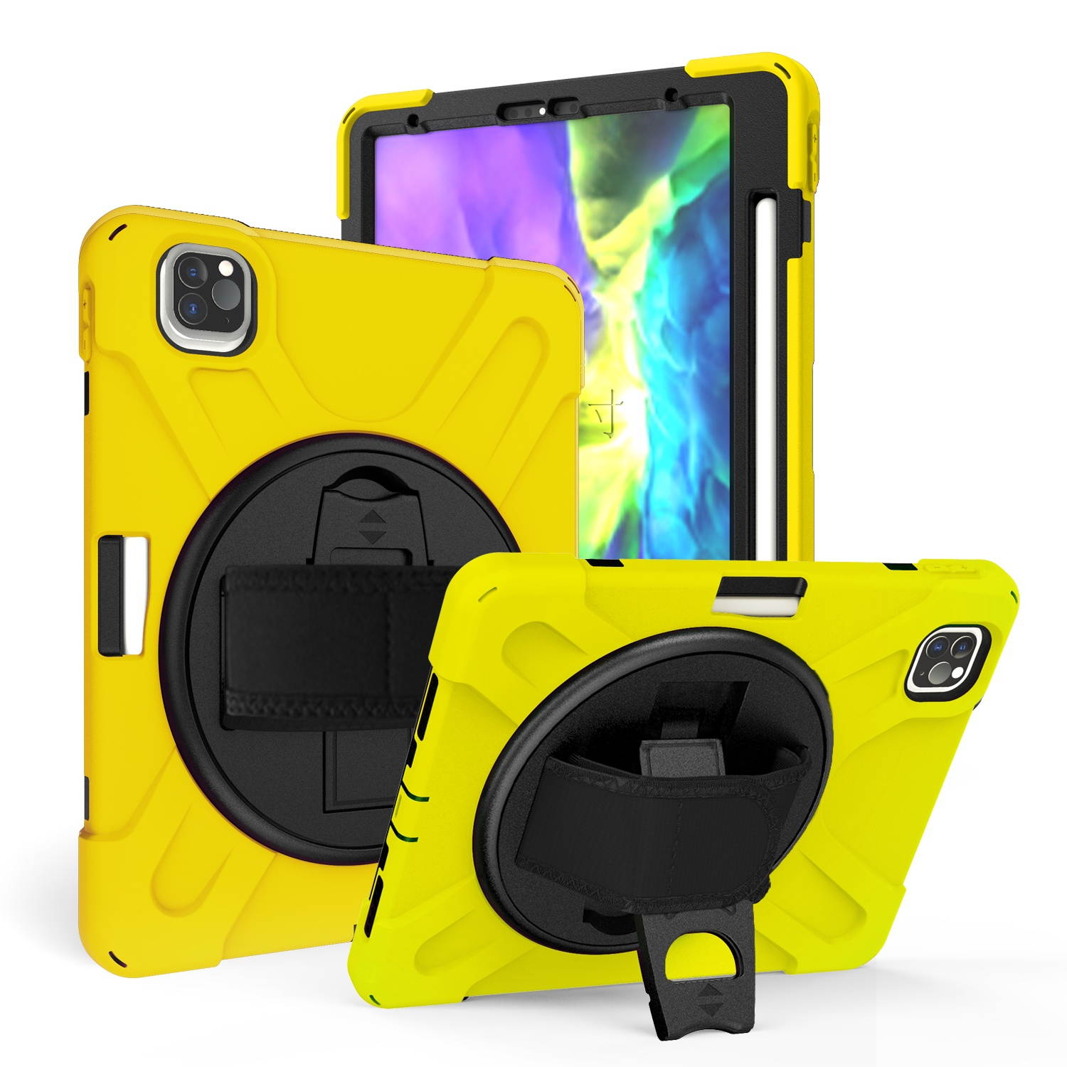 KIQ Shockproof Heavy Duty Shield Case with Impact/Crack/Shatter Resistant Ceramic Screen Protector for Apple iPad Pro 11 2020 (Yellow)