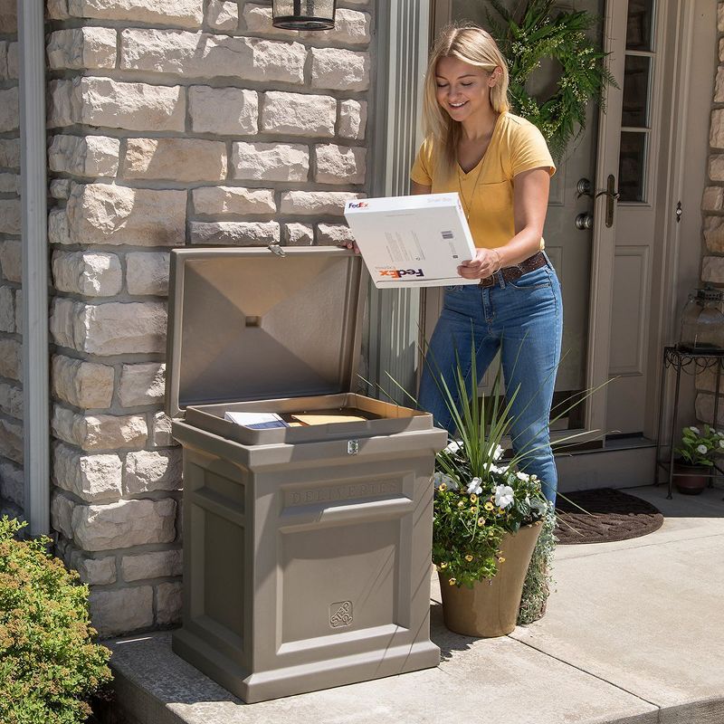 Step2 583999 Deluxe Outdoor Mail Package Delivery Box Container, Rich Mocha