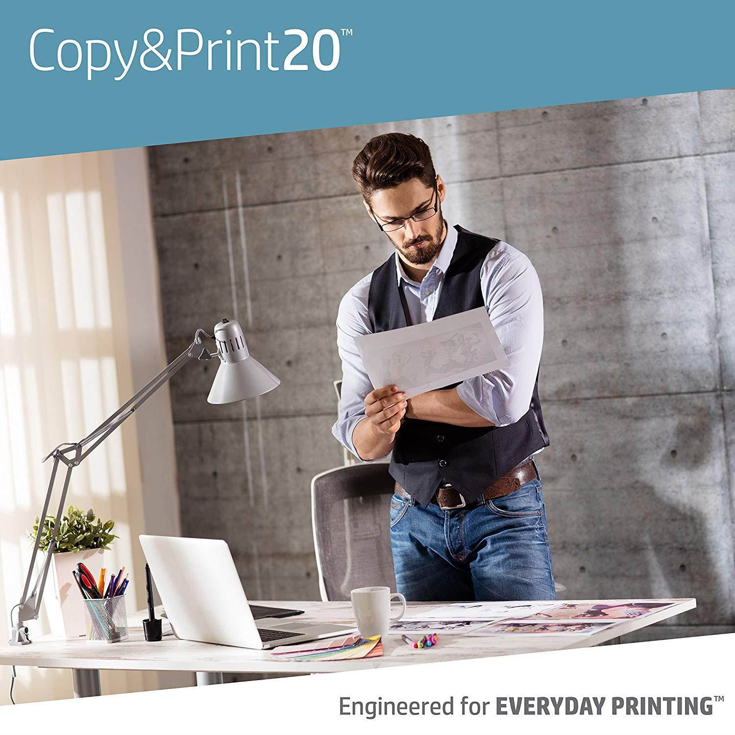 HP Printer Paper, Copy and Print20, 8.5 x 11, Letter, 20lb, 92 Bright, 2,500 Sheets / 5 Ream Carton (200350C) Made In The USA