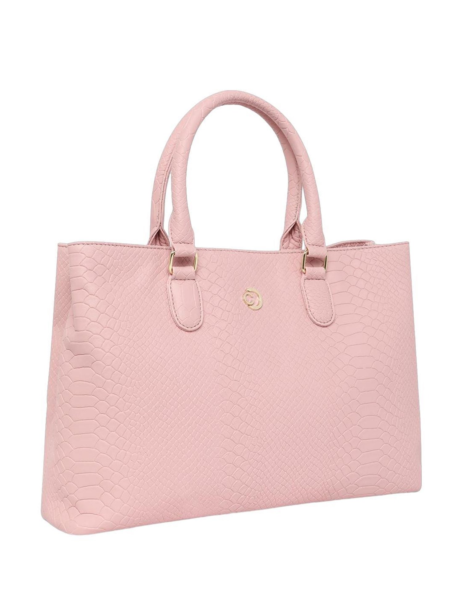 Caprese Vilano Light Pink Faux Leather Textured Handbag