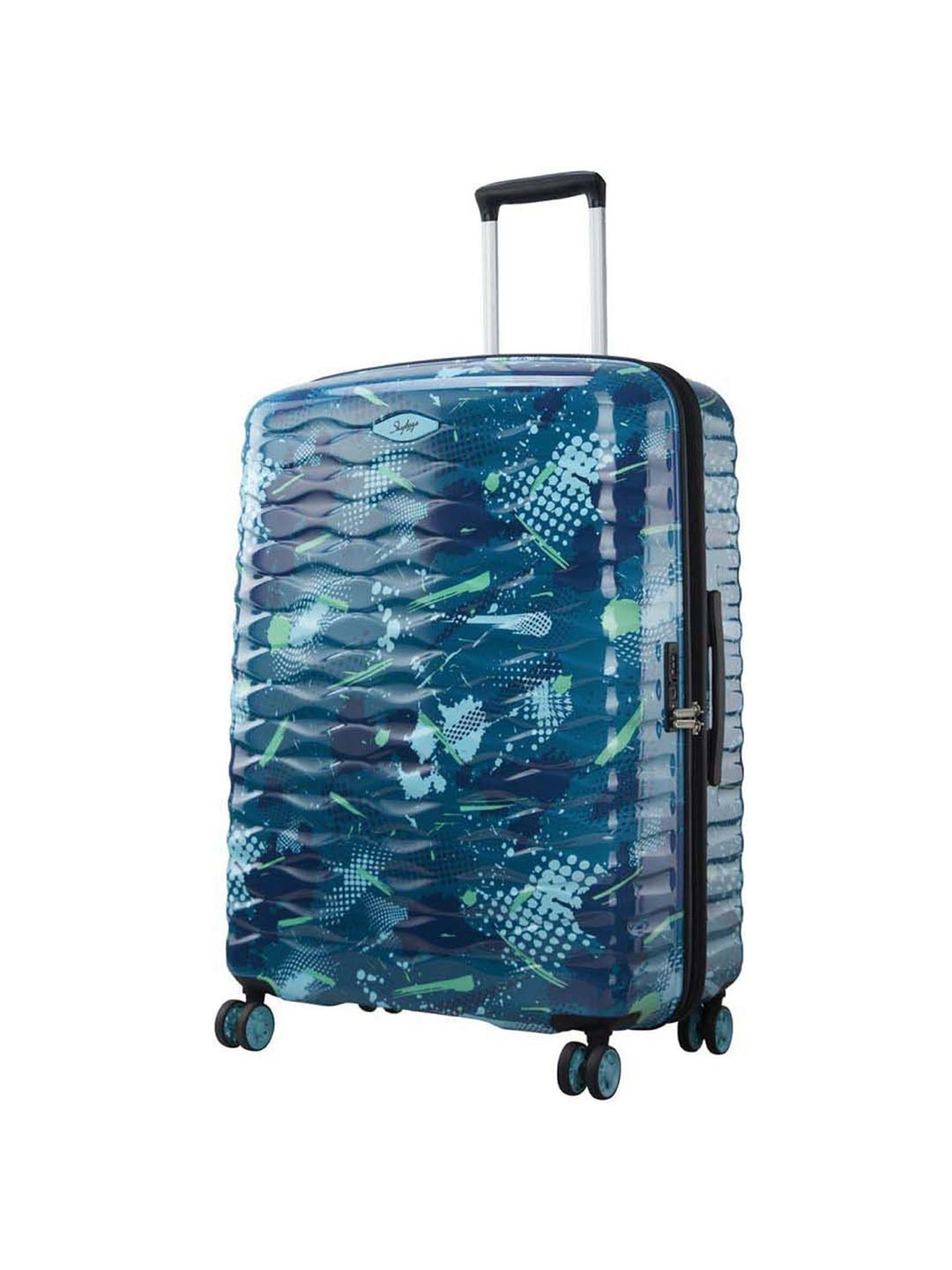 Skybags Camoflex Blue & Green Printed Hard Medium Trolley Bag - 47 cm