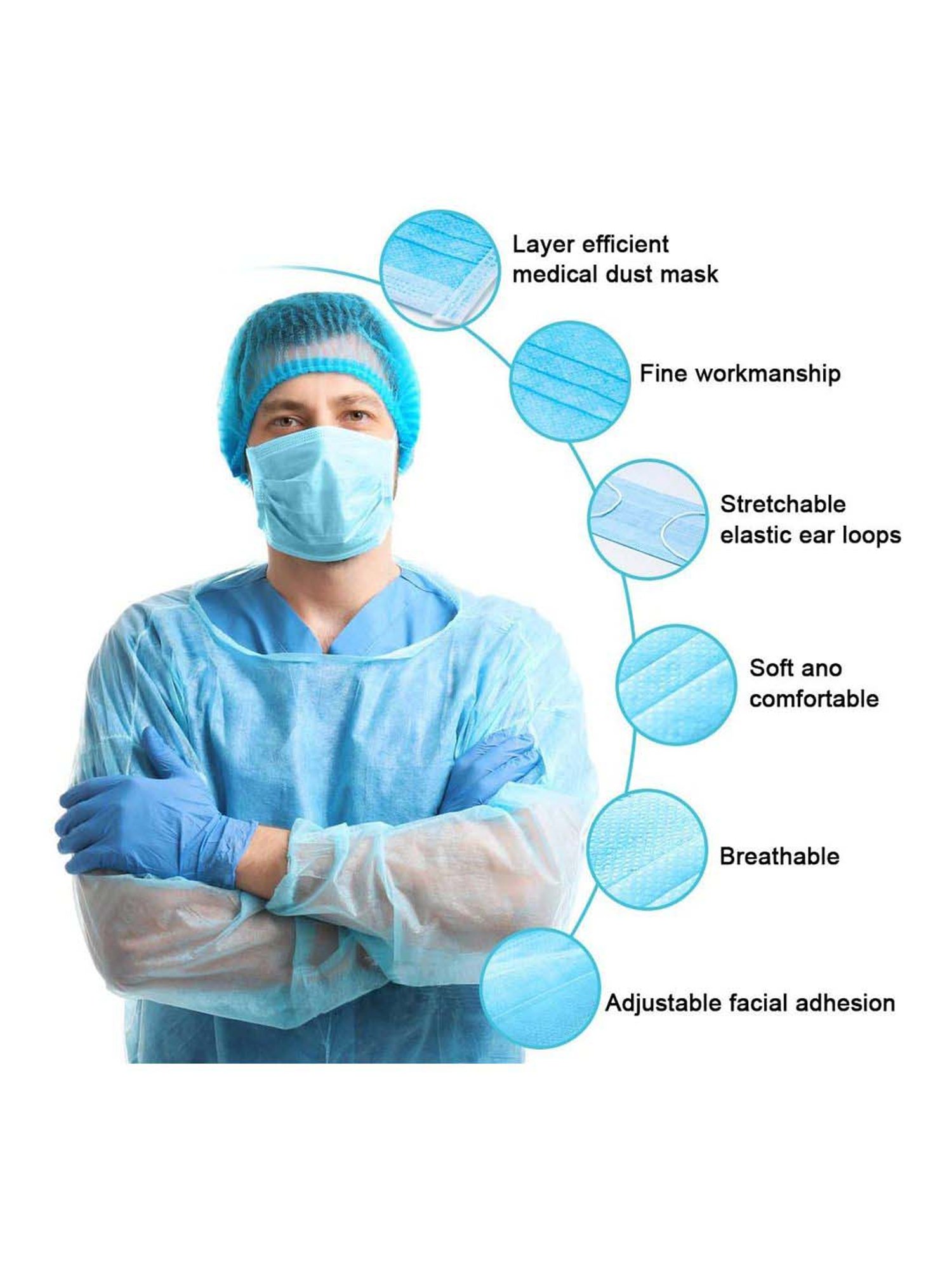 Lioncrown Combo of 25 Pcs Disposable Face Masks & Herbal Hand Sanitizer (500 ml)