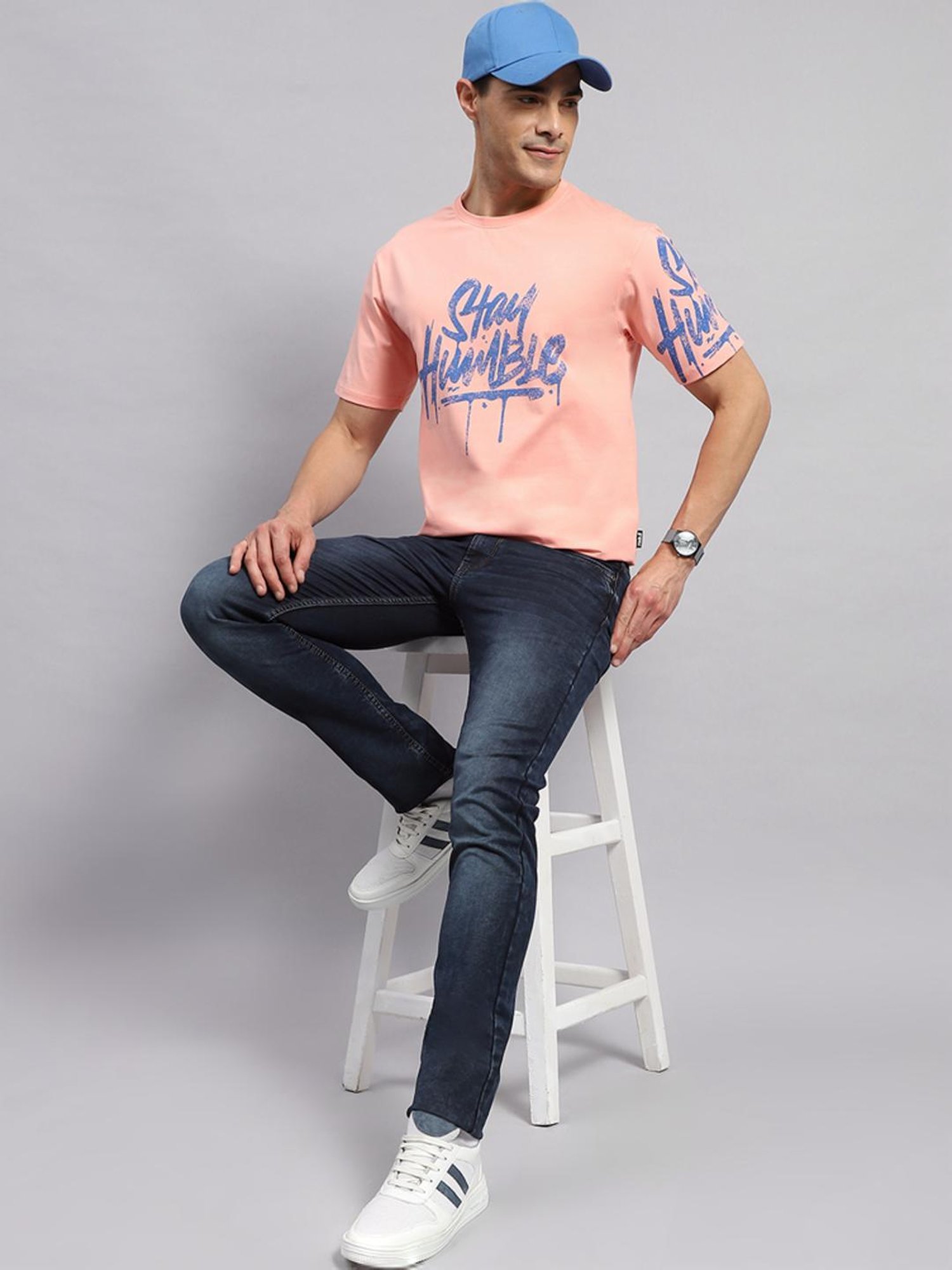Rock.it Pink Cotton Regular Fit Printed T-Shirt