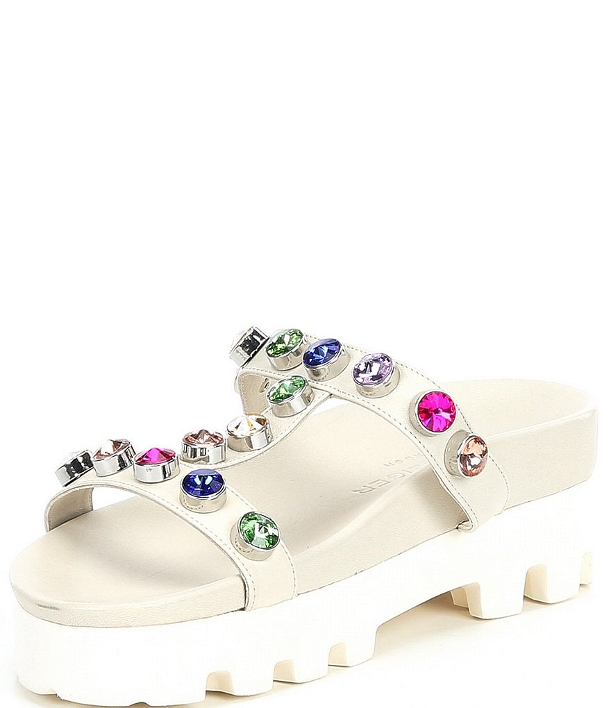 Kurt Geiger London Mabel Rainbow Jewel Embellished Platform Lug Sole Sandals