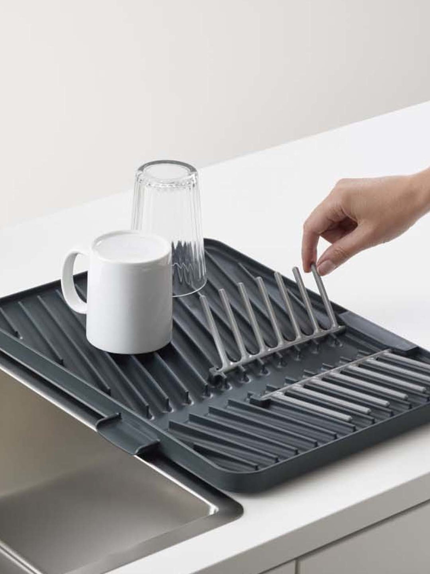 Joseph Joseph Grey Polypropylene 3-Tier Shelf Organizer With Drawer For Cabinet