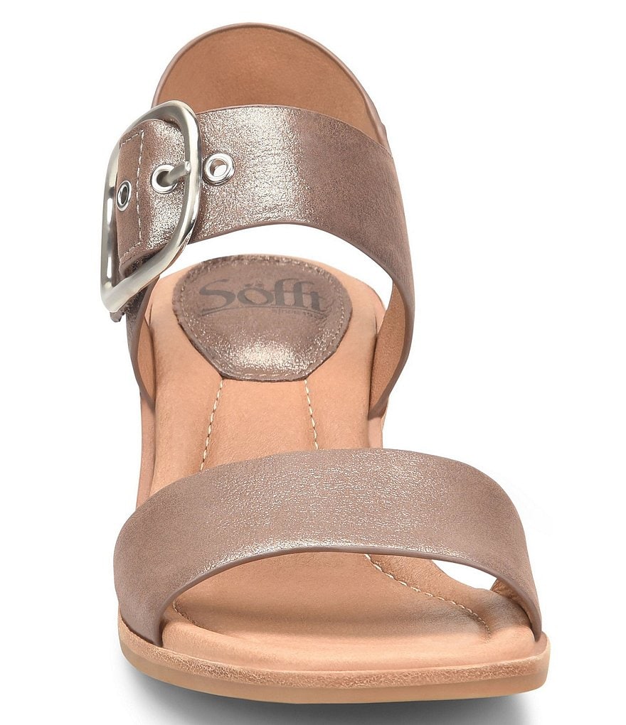 Sofft Greyston Leather Adjustable Buckle Wedge Sandals