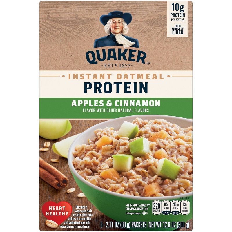 Quaker instant Oatmeal Protein Apple Cinnamon - 12.6oz